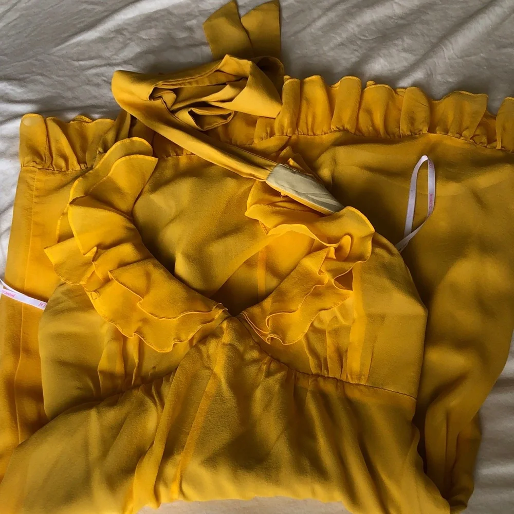 Betsey Johnson bright yellow halter dress. - Picture 8 of 12